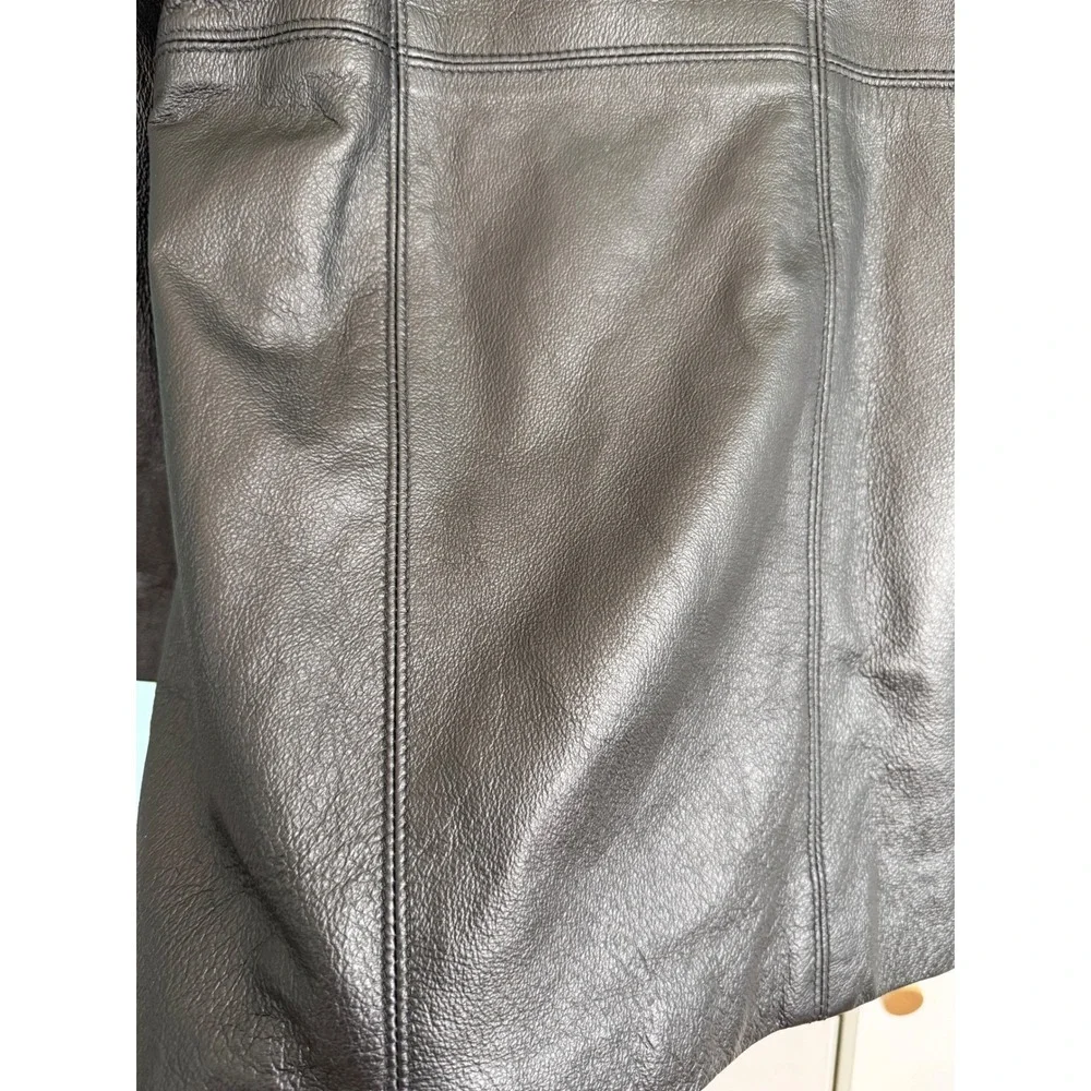 Atlantic Beach Black Leather Blazer‎ Jacket Button Front Women's Size Large